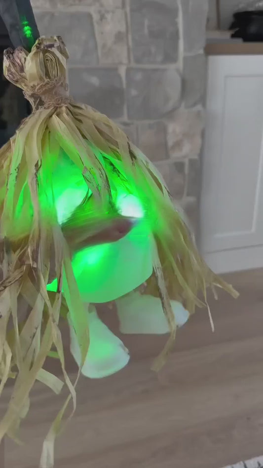 Enchanted Witch Broom — Animated Halloween Decoration